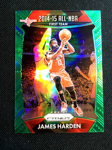 2015-16 Panini Prizm James Harden All-NBA Team Green Parallel #378 Rockets Nets