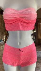 NWT Victorias Secret PINK Lace Bandeau And Boy Short Set S #F07 - Bild 1 von 10
