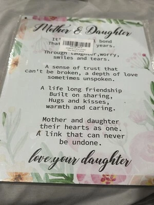 ⭐️ Mother And Daughter, Love Your Daughter, Wood Decor Sign    10x8  (A - Image 1 of 2