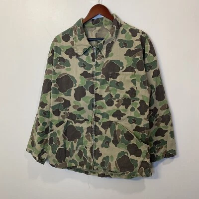 Vintage  60s Long Sleeve Camo Jacket Shirt Talon Zip Grunge Size XL - Image 1 of 4