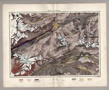 Antique Map Mount St Gothard Switzerland-Virtue & Co Ltd London 1885 13" x 10.5"