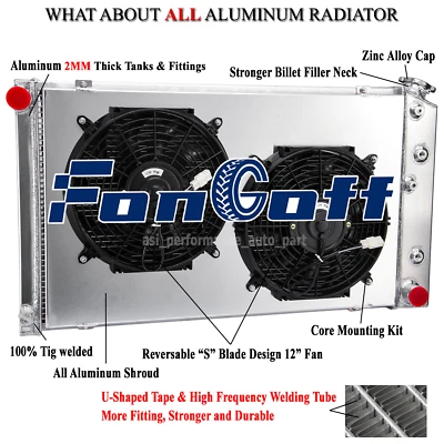 4 Rows Radiator+Shroud Fan For 1970-1981 Chevy Camaro/ 78-87 Monte Carlo G-Body — 第 1/4 张图片