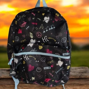Girls Back Pack Black Two Zipper New With Tags "Love" Back to School Adjustable - Picture 1 of 13