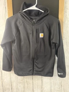 CARHARTT Boys Force Waffle Fleece Hooded Jacket Size Sm 8/10 Kids Black - Picture 1 of 8