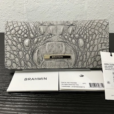 Cartera delgada Brahmin Ady FAIREST GRIS TETRA con medallón de cuero para ojos nueva con etiquetas Foto 1 de 4