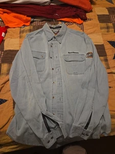 Vintage Harley Davidson Button Down Jeanshemd Garage Biker Herren L Grunge  - Bild 1 von 9