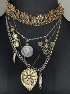 FREE PEOPLE x ARIANA OST Walsh Choker Necklace In Silver and Gold tone NWT - Picture 1 of 6