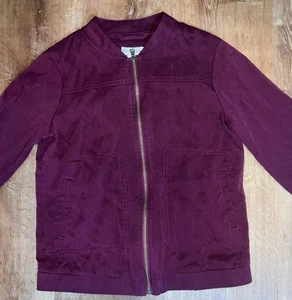 Merona Damen-Strickjacke mit Reißverschluss weinrot lila Mischung Stehkragen - Gr. XS - Bild 1 von 6