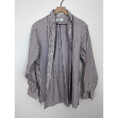 Austin Reed Pinpoint Oxford Shirt Men’s 16.5 35 Maroon White Stripe 80s Vintage - Image 1 of 4