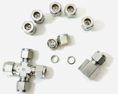 LOT SWAGELOK 3/8" TUBE FITTING CROSS UNION SS-600-C 4 7 1/4” F-NPT - Image 1 of 2