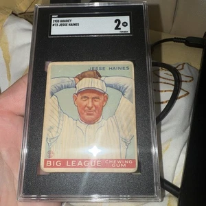 1933 Goudey #73 Jesse Haines SGC 2 ST. LOUIS CARDINALS HOF 3xWSC 210Wins 3x20Win - Picture 1 of 4
