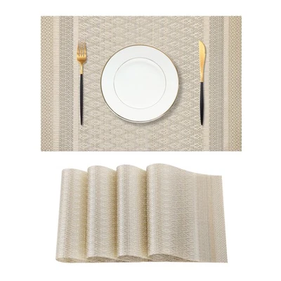 4 PIEZAS Colchonetas Tejidas de Vinilo PVC Amarillo Polvo de Estrellas Alfombrillas Antideslizantes Resistentes al Calor Foto 1 de 4