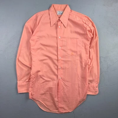 Винтажная мужская футболка со стрелами высотой 16 розовая на пуговицах Perma Iron США 1970-е 70-е 80-е - Изображение 1 из 4