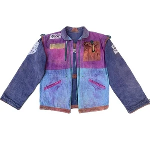 Rare Vintage 80s Jakpac Reversible Multicolor Tie Dye Hippie Boho Jacket Bag - Picture 1 of 19