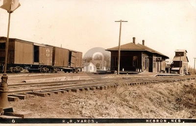 Rock Island Depot CR& I Railroad Hebron NE Nebraska RPPC Foto Postal COPIA Foto 1 de 2