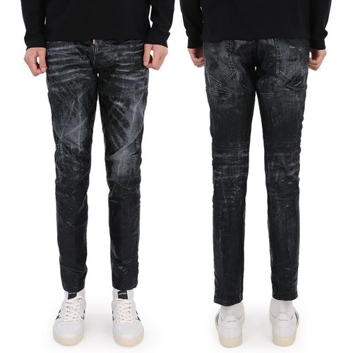 Jeans biker Dsquared2 uomo nero rivestito ordinato 55077044