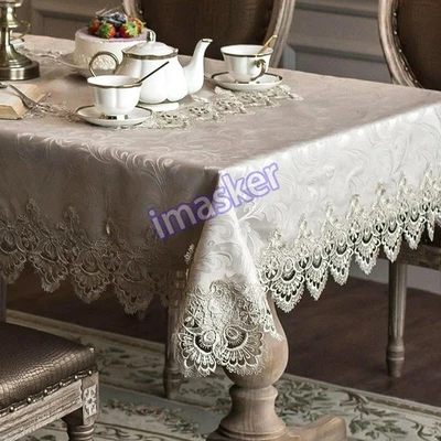 Lace Tablecloths Rectangle Round Square Home Decor TV Night Table Chair Cover - Image 1 of 4