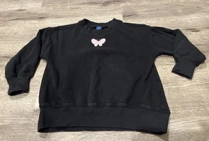 OLD NAVY Crew-Neck Graphic Sweatshirt for Girls Black SMALL 6-7 Pink Butterfly - Picture 1 of 6