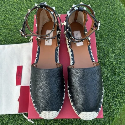 ALPARGATA BAILARINA VALENTINO GARABANI ROCKSTUD PLANA CUERO NEGRO TALLA 40 NUEVA Foto 1 de 4