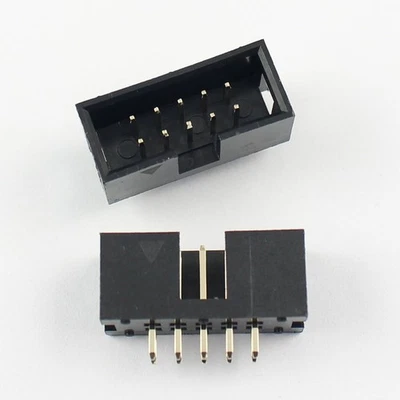 10Pcs 2.54mm 2x5 Pin 10 Pin Straight Male Shrouded PCB Box Header IDC Connector - Image 1 of 4