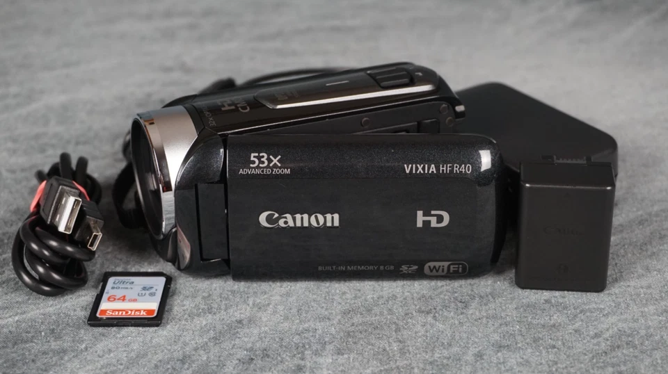 Canon VIXIA HF R40 Full HD 1080p 60fps MP4 8GB Flash Camcorder Black 32x Tested - Image 1 of 4