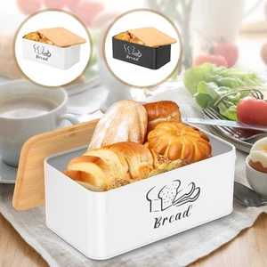 Bread Storage Container Metal Bread Box With Bamboo Cutting Board Lid for pavdn - Picture 1 of 22