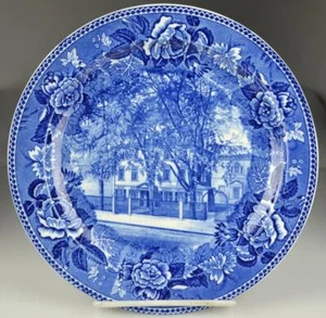WEDGWOOD BLUE "WADSWORTH-LONGFELLOW HOUSE" PORTLAND ME. PLATE 1918 - 9 1/4" - Picture 1 of 7