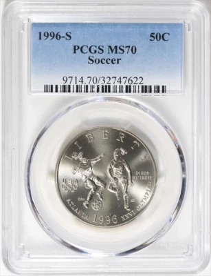 1996 S Soccer Commemorative Half Dollar PCGS MS70  - Image 1 of 4