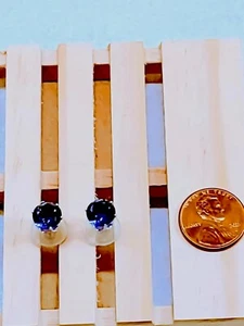 TANZANITE CUBIC ZIRCONIA SURGICAL STEEL POST 8mm STUD EARRINGS - Picture 1 of 5