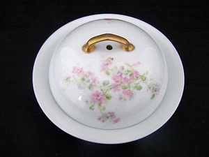 Victoria Austria Floral Covered Butter Dish w/Strainer - Picture 1 of 6