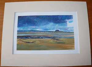 David Kearney Acrylic on paper Bamburgh castle (26x16cm/16x12"mount) - Picture 1 of 4