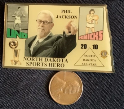 Phil Jackson 13th time NBA Champion North Dakota Sports Hero Lions Club Pin - Image 1 of 2