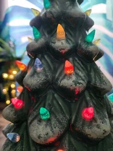 Lighted Trim N Glo, Ceramic Christmas Tree, TableTop Tree w/Multi Colored Lights - Picture 1 of 10