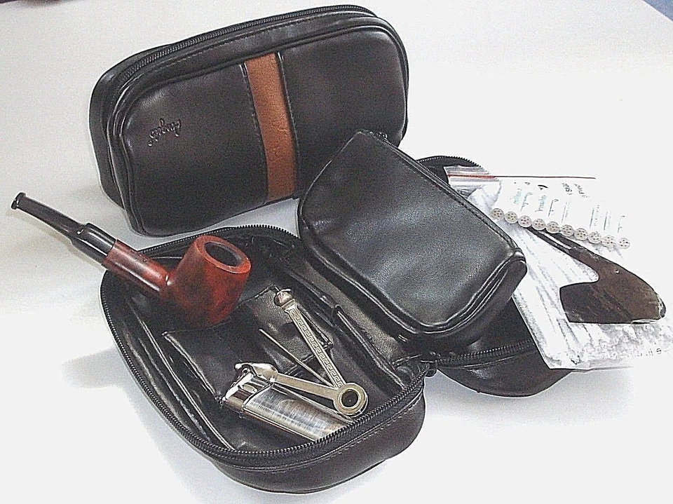 Angelo Pfeifentasche für 2 Pfeifen mit Pfeife, Reiniger- Filter- und mehr NEU! - Bild 1 von 1