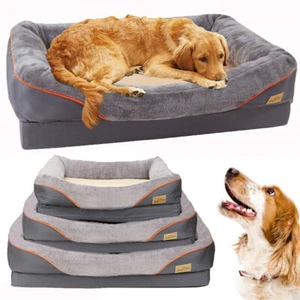 Large Dog Bed Faux Fur Soft Comfortable Anti Allergy Warm Fleece Removable Cover - Picture 1 of 24