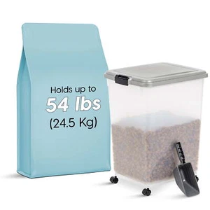 54 Lbs. Airtight Pet Food Container | Dog & Cat Food Storage Bin with Scoop - Picture 1 of 6