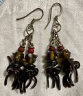 OOAK Artisan Drop Dangle Earrings With Lampworked Beads And Goth Barbaric Style