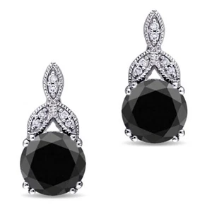 2.10Ct Natural Earthmined Black Diamond With White Accents Studs In 14KT Gold - Picture 1 of 1