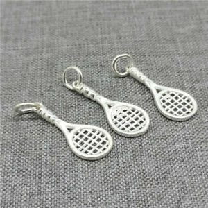 5pcs of 925 Sterling Silver Shiny Tennis Racket Charms for Bracelet Necklace
