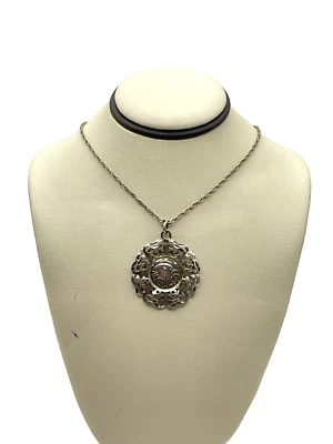 925 Acapulco Circle Pendant Sterling Silver Necklace 22" Made in Mexico - Image 1 of 3