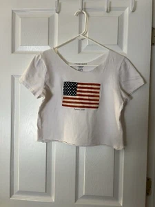 faded glory women’s Off The Shoulders USA Flag Top (size M) - Picture 1 of 3
