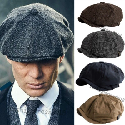 Peaky Blinders Sombrero Newsboy Gorra Plana Espiga Tweed Lana Panadero Niño Gatsby Gorra Foto 1 de 4