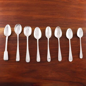 8 DEALER'S LOT GEORGIAN STERLING SILVER TEASPOONS, JAM SPOON, CREAM LADLE - Picture 1 of 6