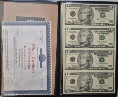 2003 $10 Star Notes Federal Reserve  Uncut Sheet of 4 Cleveland - Image 1 of 3