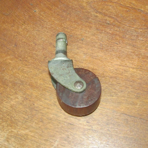 Antique Victorian Furniture Caster 1 1/2 Inch Wooden Wheel Cover