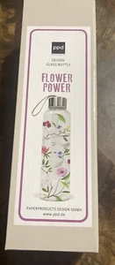 PPD GERMAN MADE BEAUTIFUL GLASS WATER BOTTLE 18OZ WITH FLOWERS - NICE NIB - Bild 1 von 5