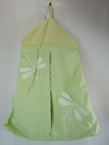 Green Yellow Embroidered Dragonfly Diaper Caddy Holder Nursery Storage Decor