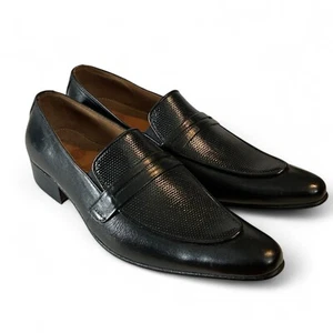 Men's Handmade Leather Black Dress Loafers - Picture 1 of 20
