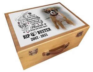 Caja de memoria de gran tamaño, caja de recuerdo de perro de madera personalizada, caja conmemorativa de perro. - Imagen 1 de 13