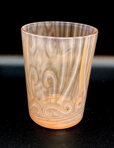 Antique Victorian Bohemian Peach Apricot Orange Opalescent Art Glass Tumbler Cup - Picture 1 of 11